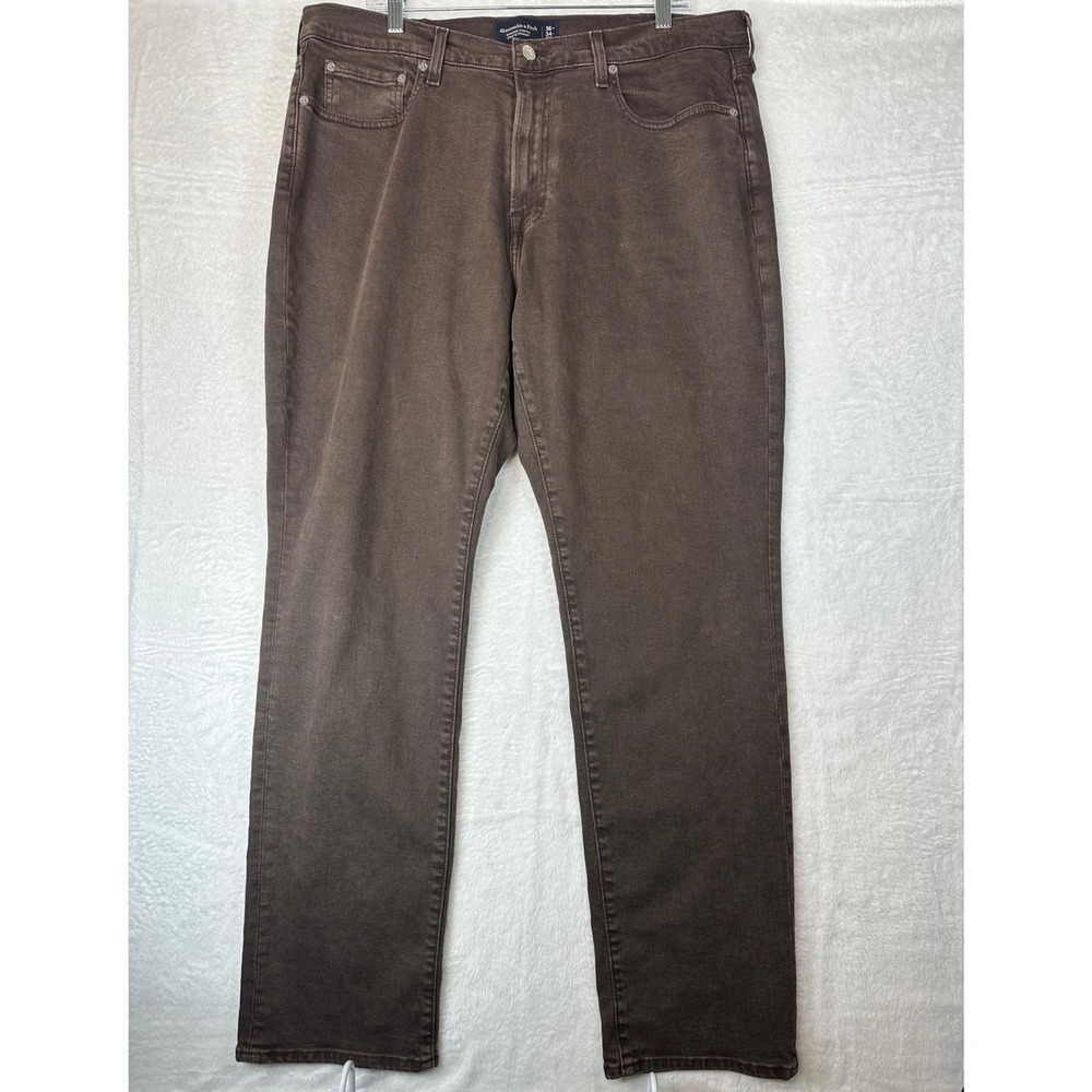 Abercrombie & Fitch Athletic Straight Jeans Mens 36x34 Brown Signature Stretch